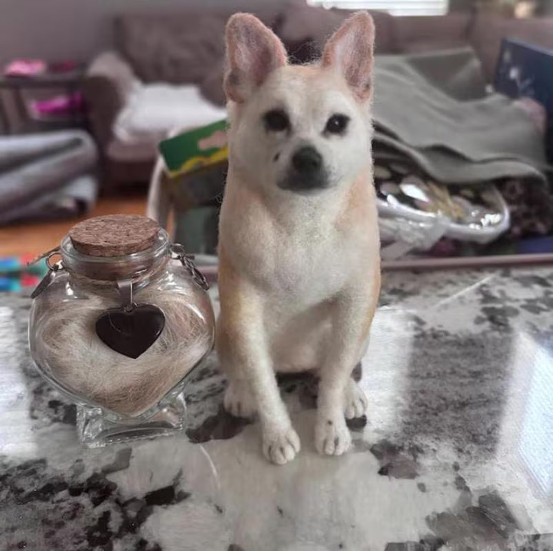 Custom Needle Felted Dog Figurine – Handmade Wool Pet Replica from Photo, Dog Memorial Keepsake