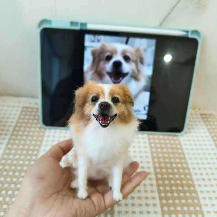 Custom Needle Felted Dog Figurine – Handmade Wool Pet Replica from Photo, Dog Memorial Keepsake