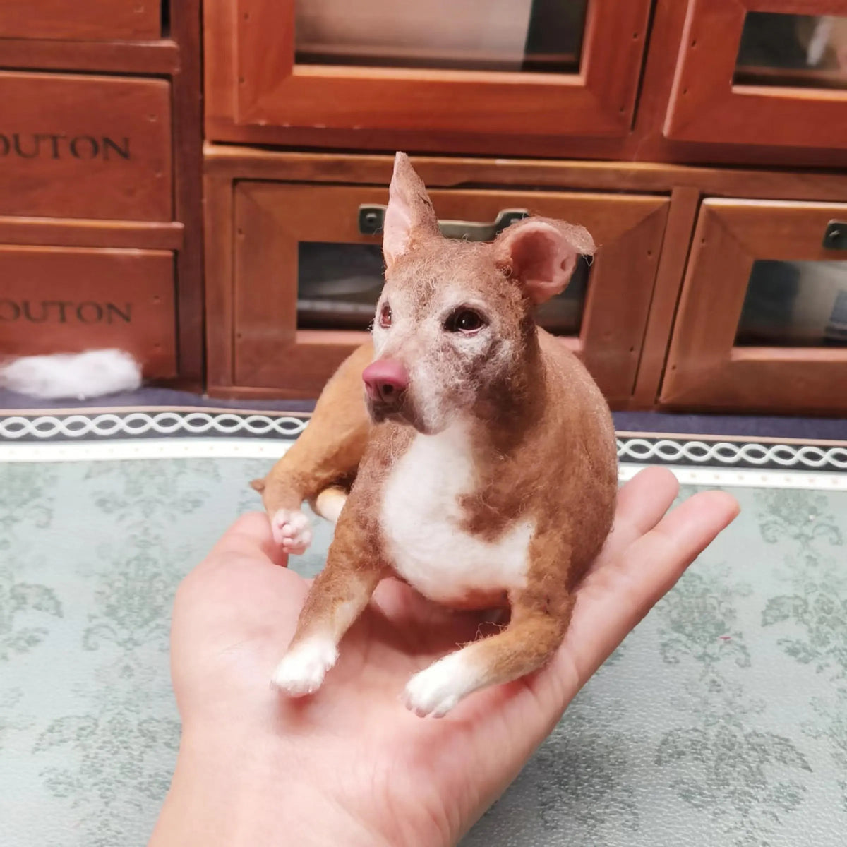 Custom Needle Felted Dog Figurine – Handmade Wool Pet Replica from Photo, Dog Memorial Keepsake