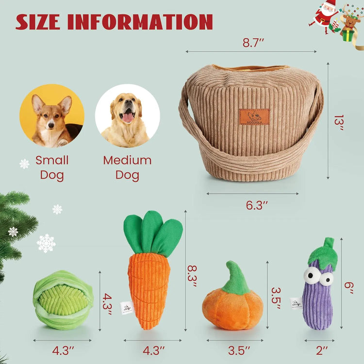 Grocery Bag Dog Toys, 15 Pack Squeaky & Crinkle Plush for Small Dogs
