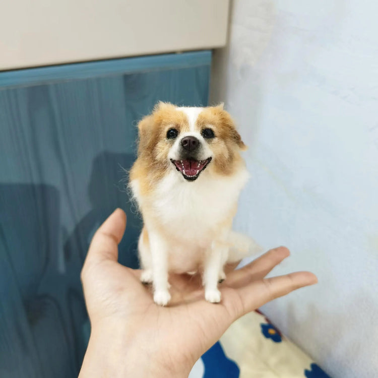 Custom Needle Felted Dog Figurine – Handmade Wool Pet Replica from Photo, Dog Memorial Keepsake