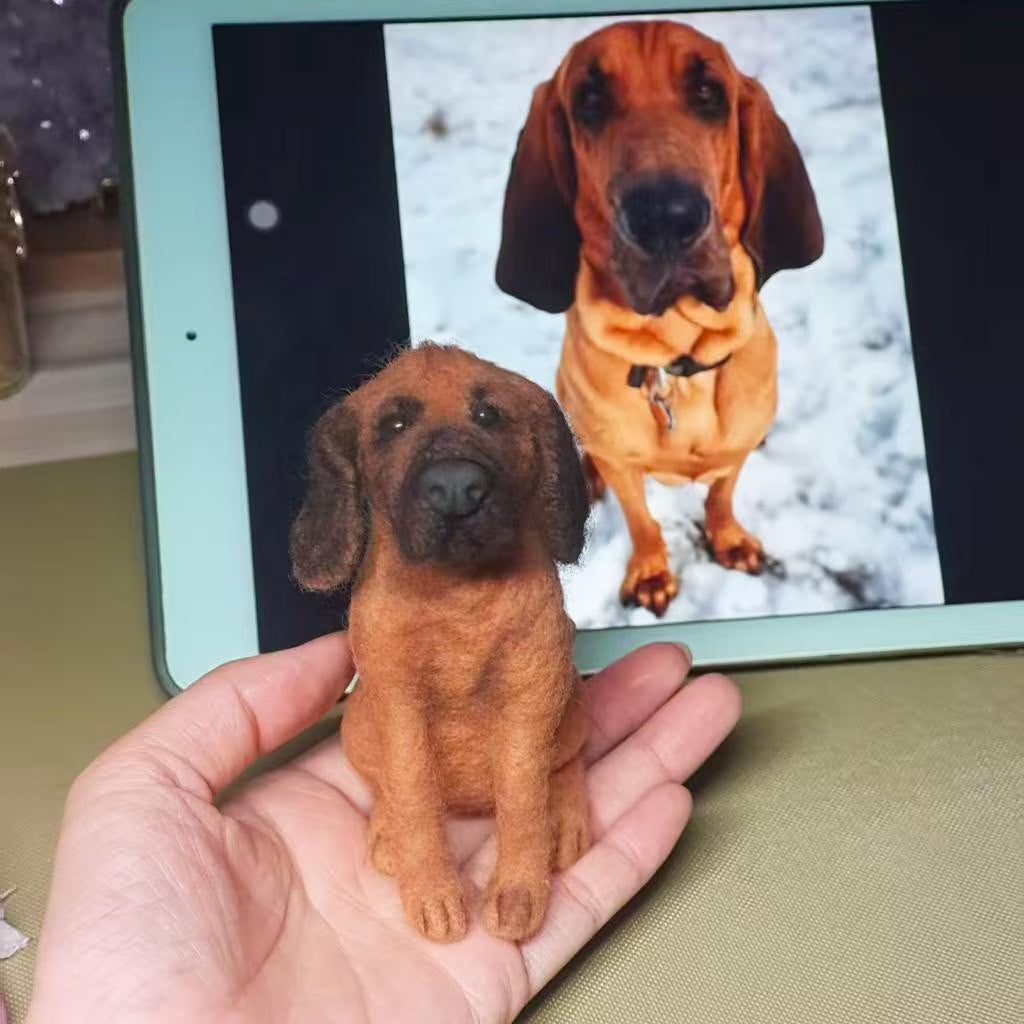 Custom Needle Felted Dog Figurine – Handmade Wool Pet Replica from Photo, Dog Memorial Keepsake