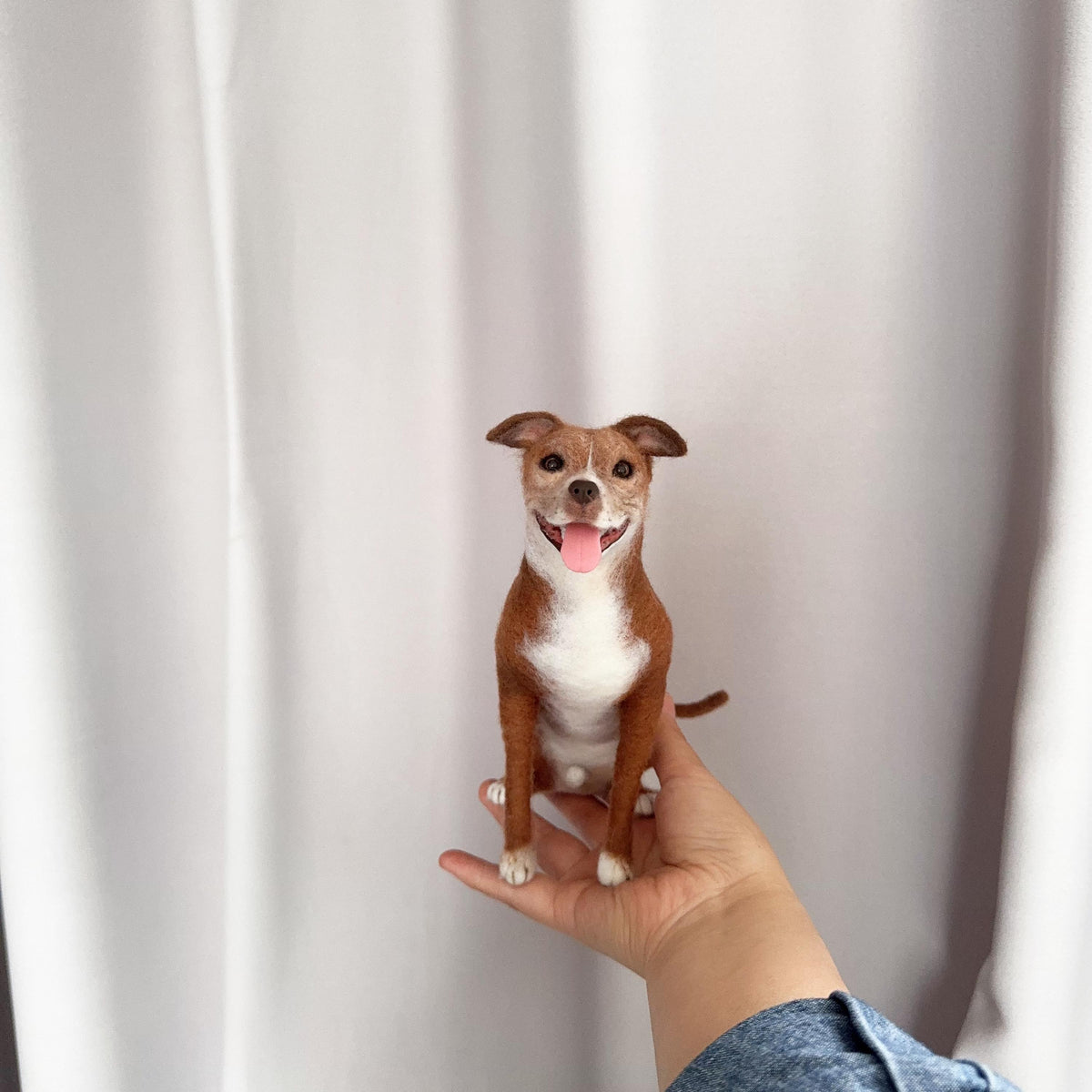 Custom Needle Felted Dog Figurine – Handmade Wool Pet Replica from Photo, Dog Memorial Keepsake