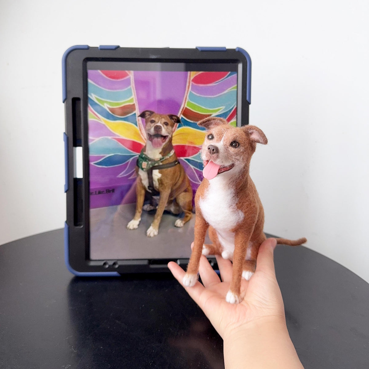 Custom Needle Felted Dog Figurine – Handmade Wool Pet Replica from Photo, Dog Memorial Keepsake